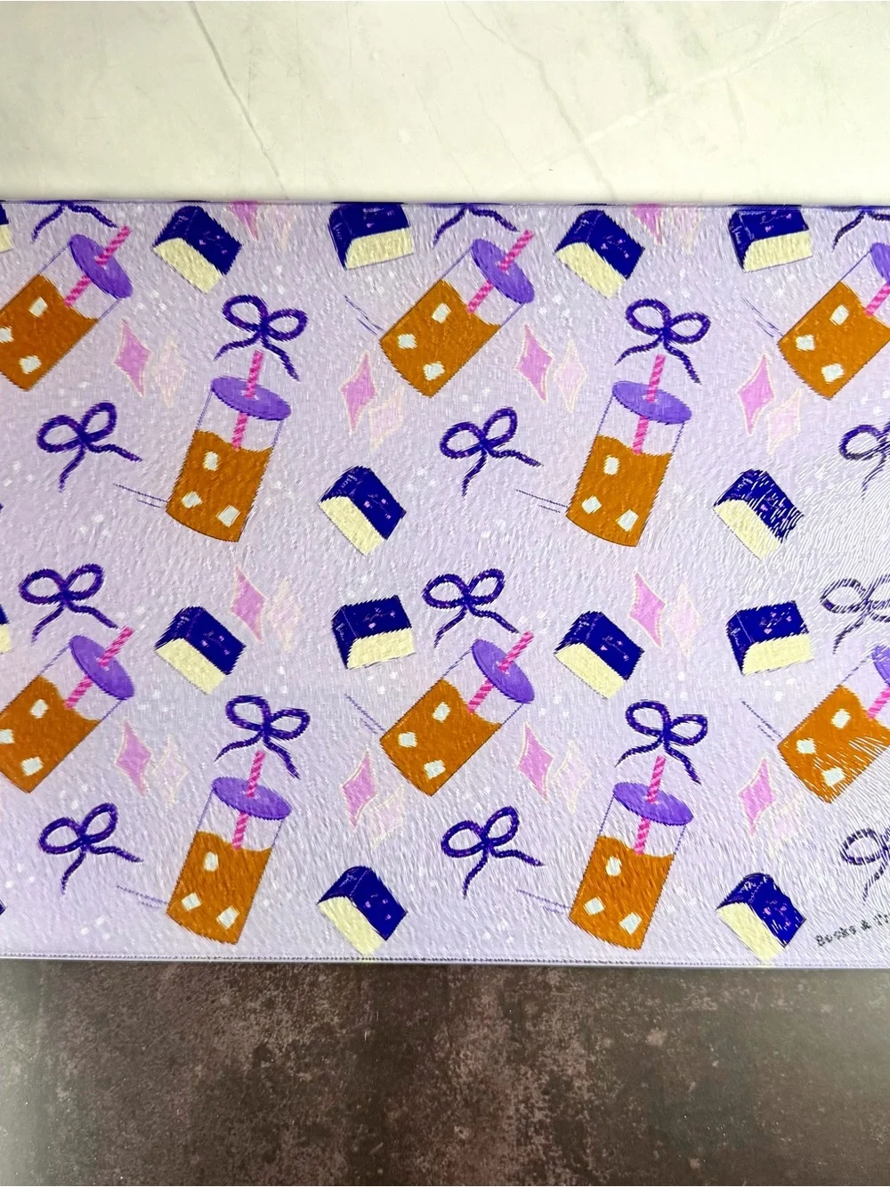 Tempered Glass Cutting Board Bookish Tea Hand Drawn Design
